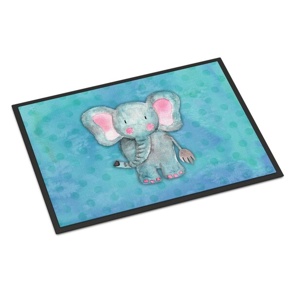Carolines Treasures 18 x 27 in. Blue Elepant Watercolor Indoor or Outdoor Mat BB7372MAT - main
